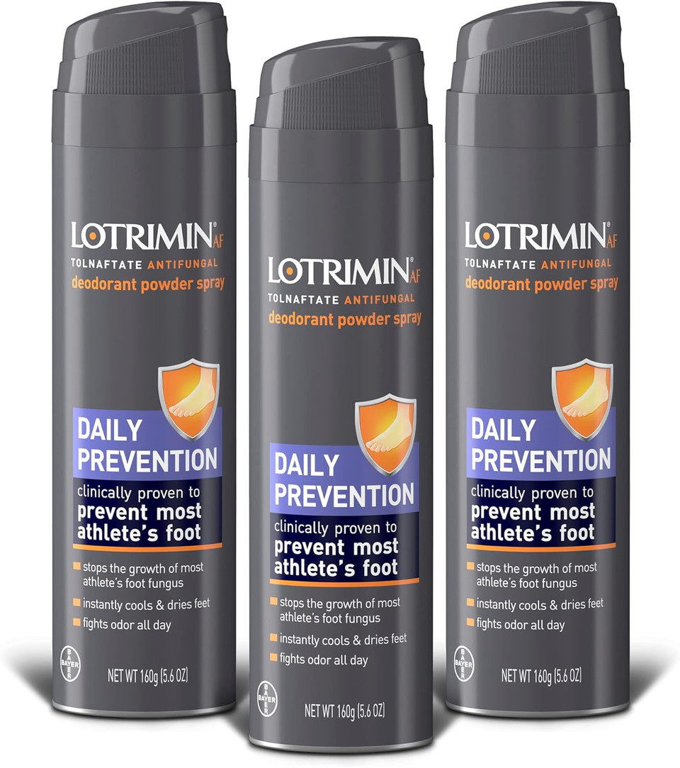 Lotrimin Af Athlete'S Foot Daily Prevention Deodorant Powder Spray, Tolnaftate Antifungal, Clinically Proven Antifungal Prevention Of Most Athlete'S Foot, 5.6 Ounces (160 Grams) Spray Can (Pack Of 3)