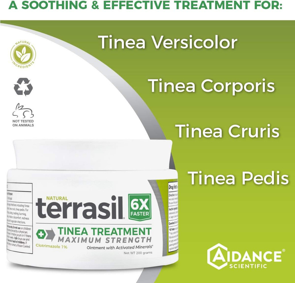 Terrasil Tinea Max 200gm Jar  6X Faster Relief Natural Anti-Fungal Ointment for Tinea Versicolor, Corporis, Cruris and Pedis