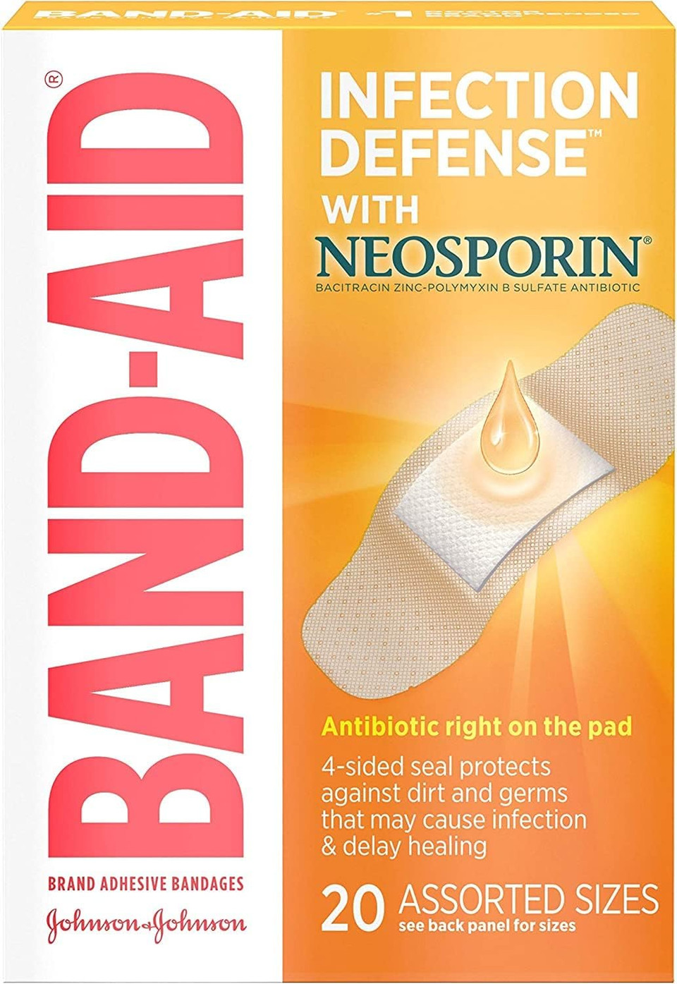 Band-Aid With Neosporin Bandages Assorted Sizes 20 Each ( Pack Of 4)