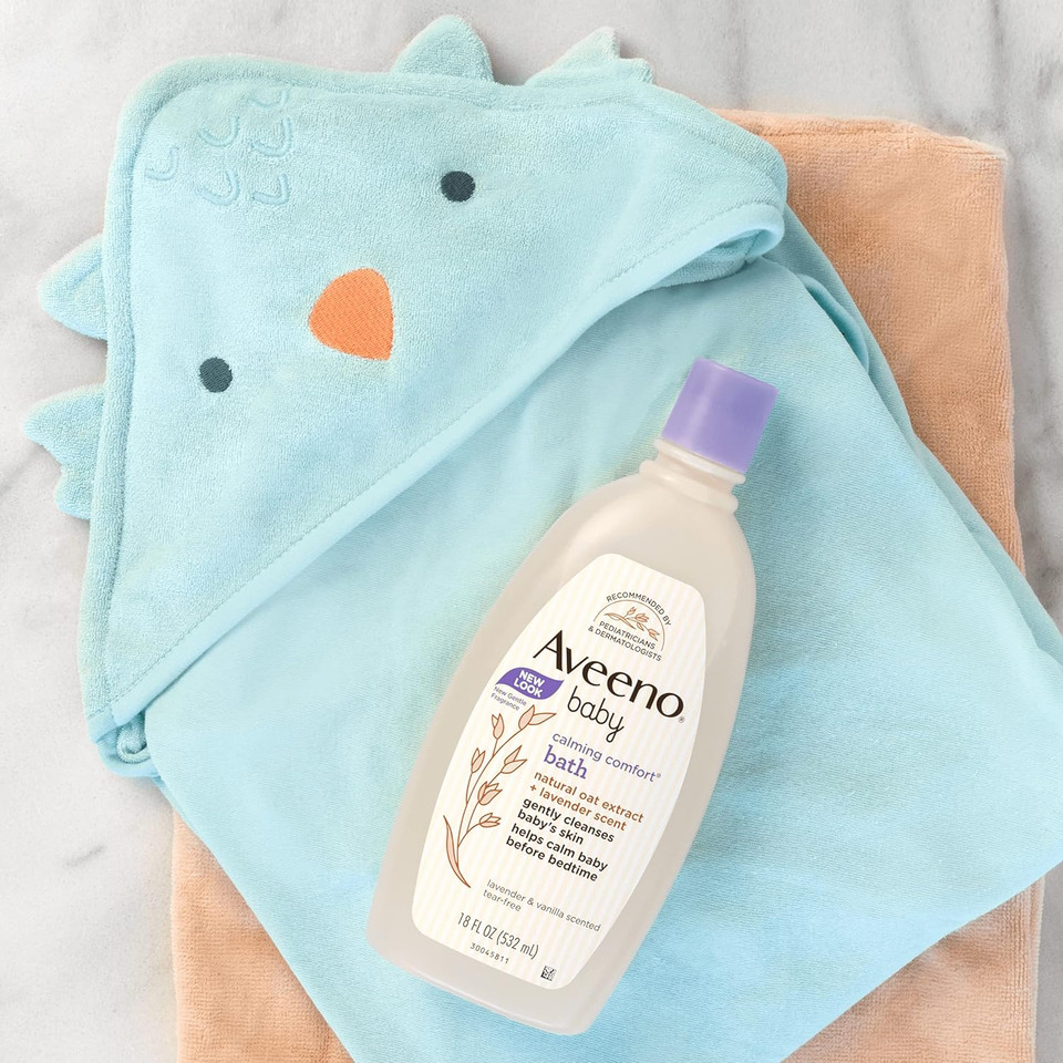 Aveeno Baby Calming Comfort Bath With Relaxing Lavender & Vanilla Scents, Hypoallergenic & Tear-Free Formula, Paraben- & Phthalate-Free, 18 Fl Oz (Pack Of 1)