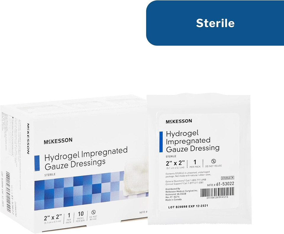 Mckesson Hydrogel Impregnated Gauze Dressing, Sterile, 2 In X 2 In, 10 Count, 4 Packs, 40 Total