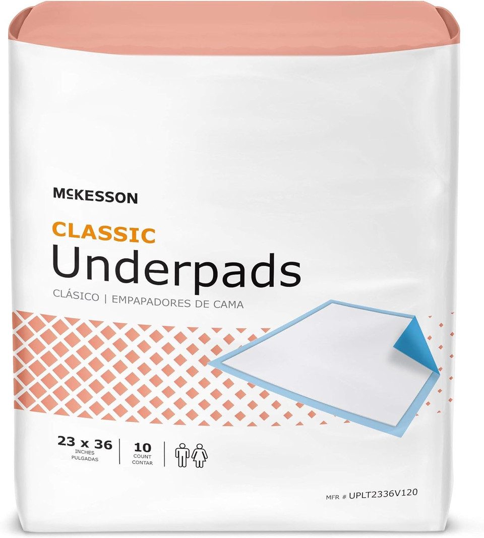 Mckesson Classic Underpads, Incontinence Bed Pads, Light Absorbency, 23 In X 36 In, 10 Count23 X 36 Inch (10 Ct)