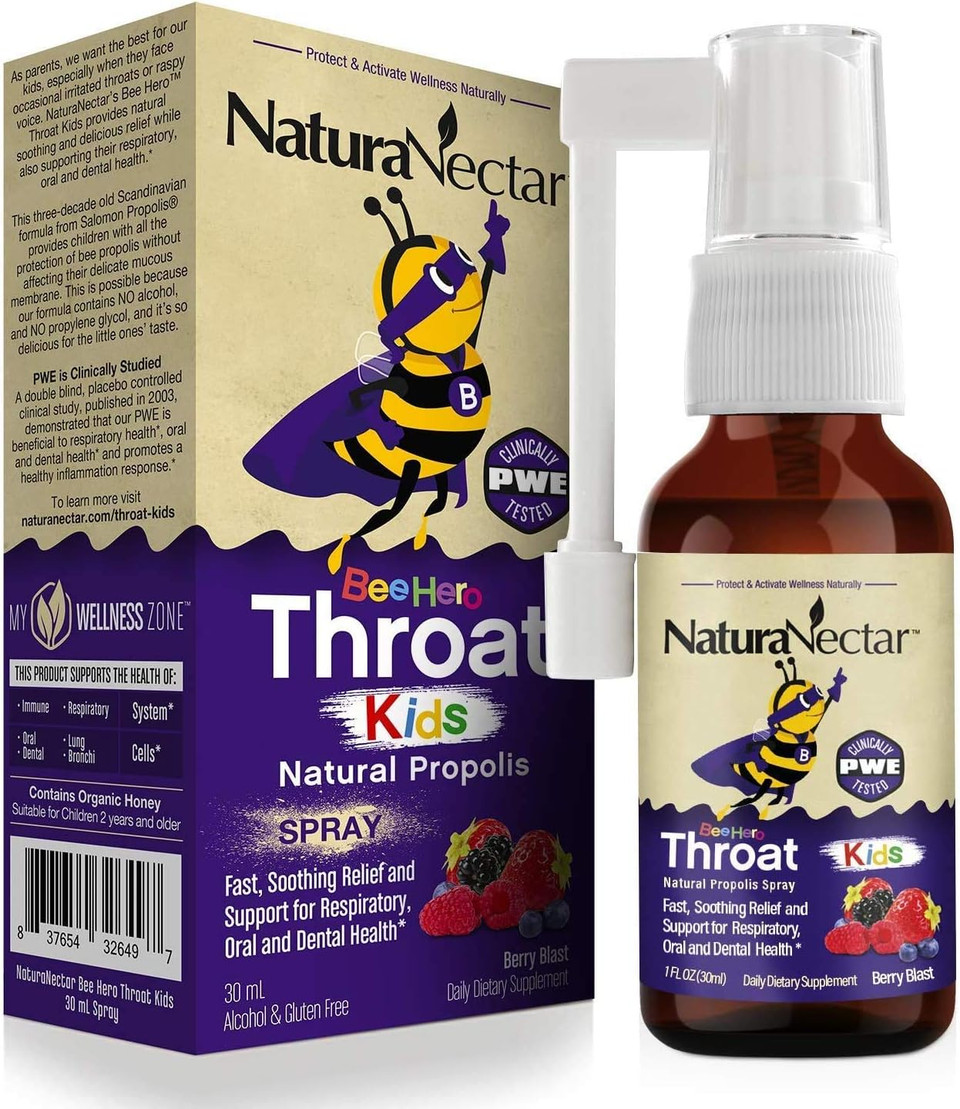 Naturanectar Beehero Natural Propolis Throat Spray (30 Ml) Supports Respiratory System And Oral Health For Kids, Alcohol And Gluten Free, Berry Blast