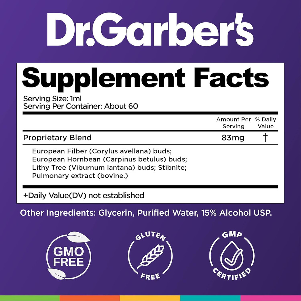 Dr. Garber'S Natural Solutions Lung Health Oral Drops - Gemmotherapy Liquid Supplement To Protect & Cleanse Lungs, Repair Damaged Lung Tissue, Lung Health Support, Allergy & Asthma Relief - 60Ml Dr. Garber'S Natural Solutions Lung Health Oral Drops - Gemmotherapy Liquid Supplement To Protect & Cleanse Lungs, Repair Damaged Lung Tissue, Lung Health Support, Allergy & Asthma Relief - 60Ml