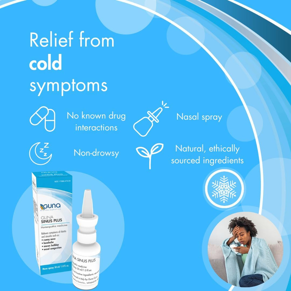 Guna Sinus Plus Homeopathic Sinus Relief Medicine For Runny Nose, Congestion, Sinusitis, Headache, Non-Drowsy - 1 Ounce Nose Spray