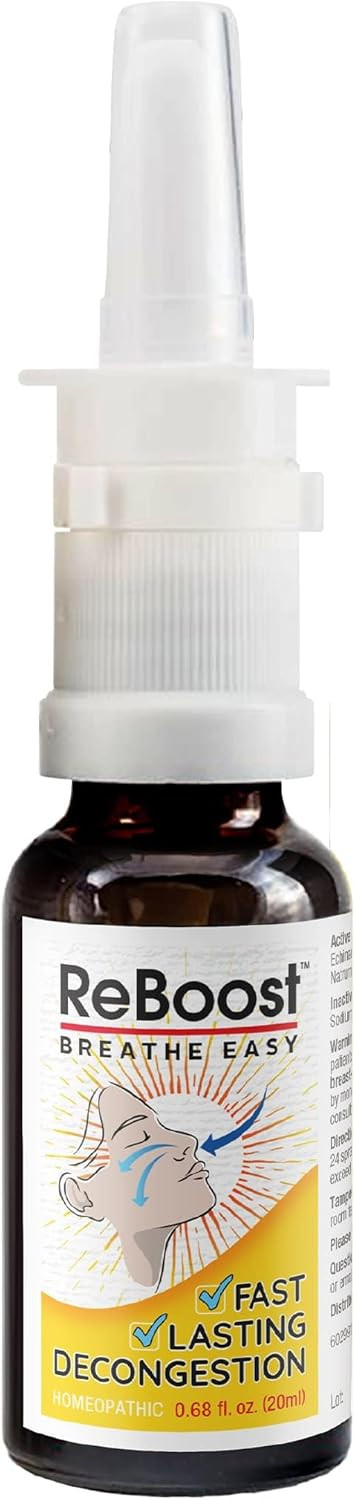 Reboost Breathe Easy Decongestion Nasal Spray Fast-Acting Cold & Flu Symptom Relief Natural Homeopathic Ingredients Help Calm Congestion, Headache & Sinus Pressure - 0.68 Oz