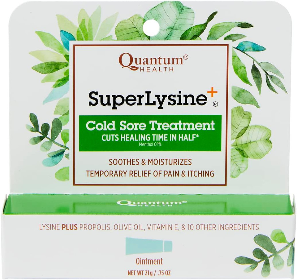 Quantum Superlysine+ Cold Sore Treatment Ointment|Relieves Pain, Burning, And Itching|Cuts Healing Time In Half|0.75 Ounce16X20