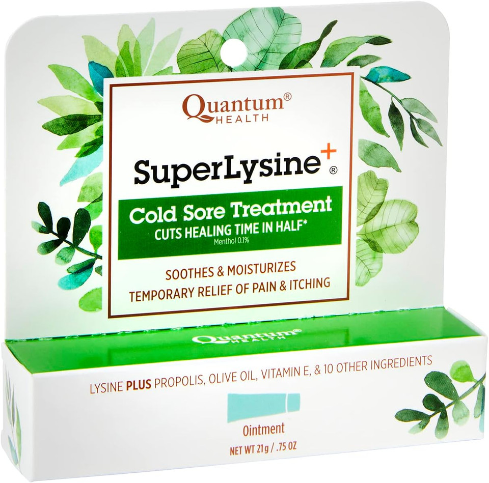 Quantum Superlysine+ Cold Sore Treatment Ointment|Relieves Pain, Burning, And Itching|Cuts Healing Time In Half|0.75 Ounce16X20
