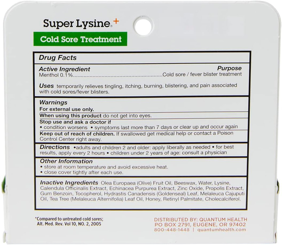 Quantum Superlysine+ Cold Sore Treatment Ointment|Relieves Pain, Burning, And Itching|Cuts Healing Time In Half|0.75 Ounce16X20