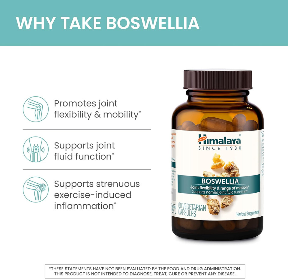Himalaya Boswellia, Joint Support For Mobility And Flexibility, Promotes Tissue Preservation, 250 Mg, 60 Capsules, 1 Month Supply, 2 Pack60 Count (Pack Of 2)