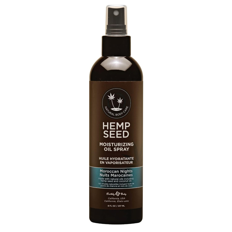 Hemp Seed Moisturizing Oil Spray, Moroccan Nights - 8 Oz - Smooth, Moisturize & Protect Skin - With Vitamin E + Hemp Seed, Coconut & Avocado Oils - Vegan, Cruelty Free