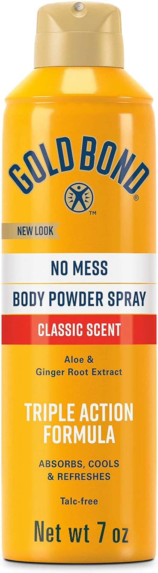 Gold Bond No Mess Talc-Free Body Powder Spray, 7 Oz., Classic Scent, With A Triple Action Formula