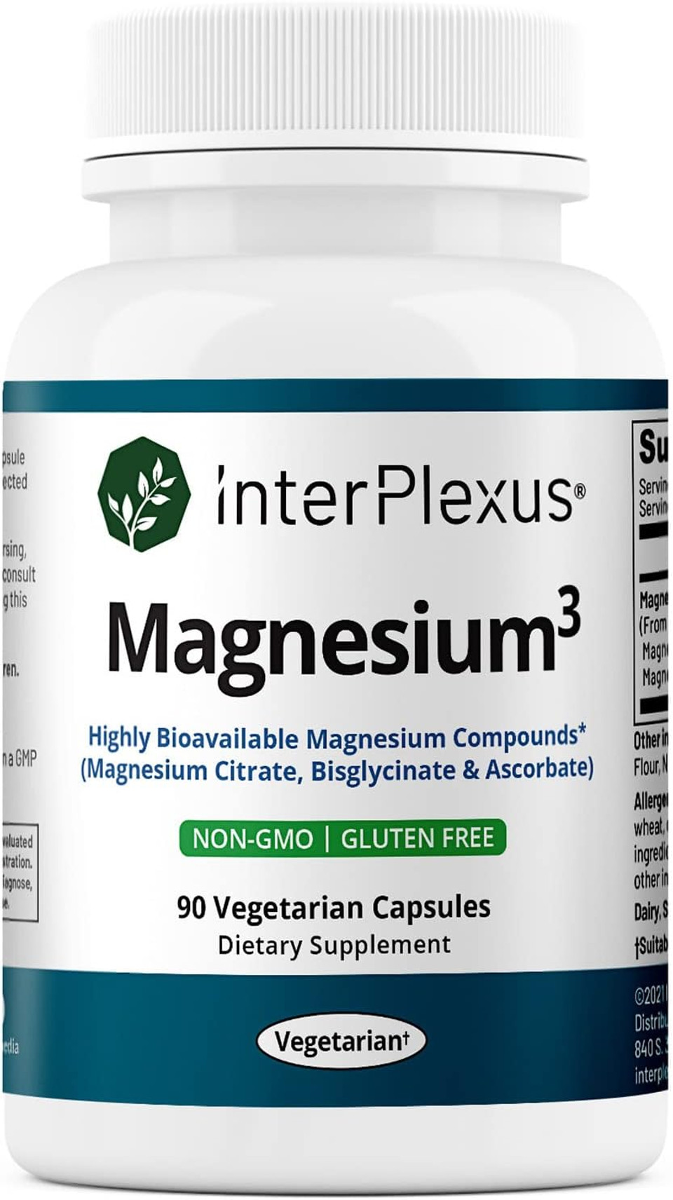 Interplexus Magnesiumã¢Â³ - Highly Bioavailable Magnesium Compounds (Magnesium Citrate, Bisglycinate & Ascorbate) - Gluten Free, Dairy Free, Soy Free - 90 Capsules (90 Servings)