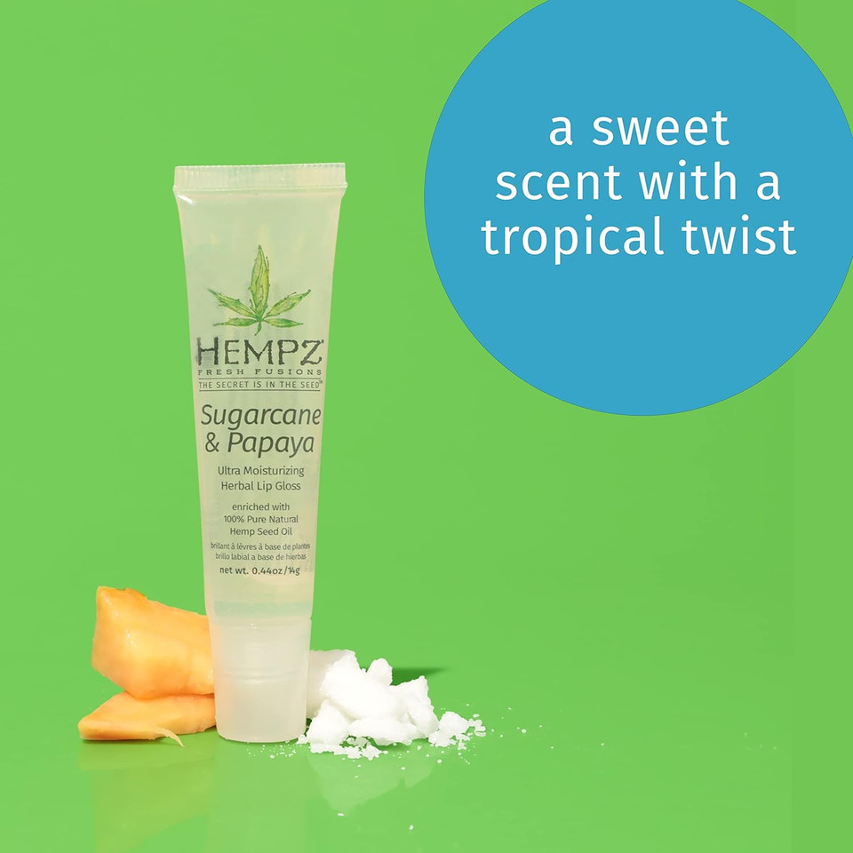 Hempz Lip Gloss, Fresh Fusions Sugarcane & Papaya Herbal, 44 Oz