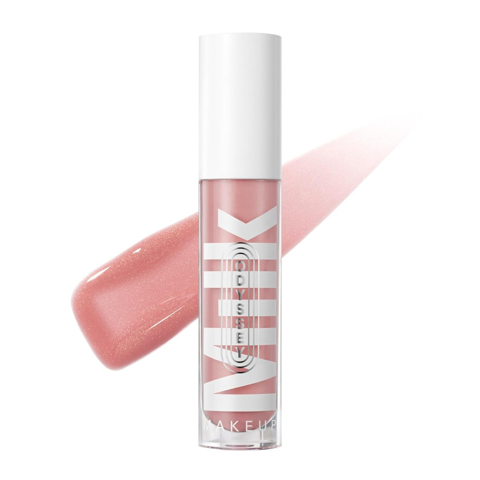 Milk Makeup Odyssey Lip Oil Gloss, Soul Search (Light Pink Shimmer) - 0.2 Oz - High-Shine Lip Gloss For Smoother, Fuller Lips - Long Lasting & Non Sticky - Sweet Vanilla Scent - Vegan Cruelty Freesoul Search