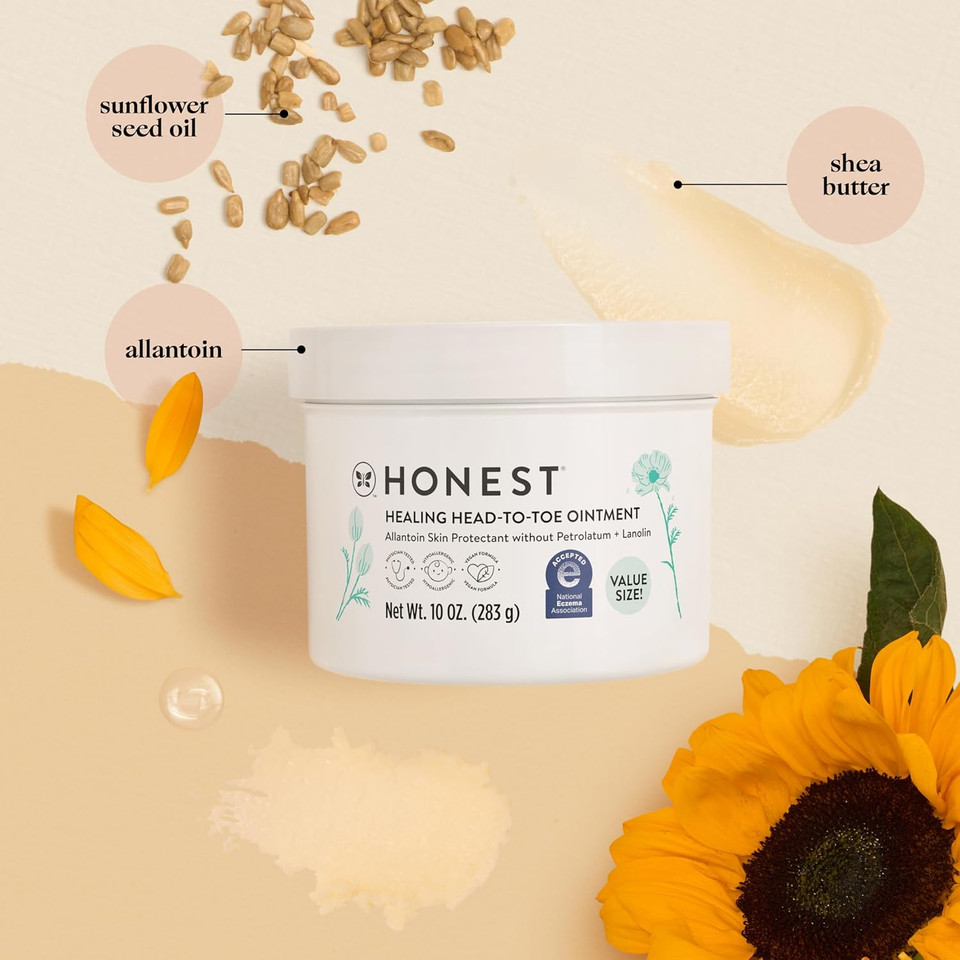 The Honest Company Organic All Purpose Balm | Gentle For Baby | Soothes + Moisturizes | Plant-Based + Hypoallergenic | 3.4 Oz