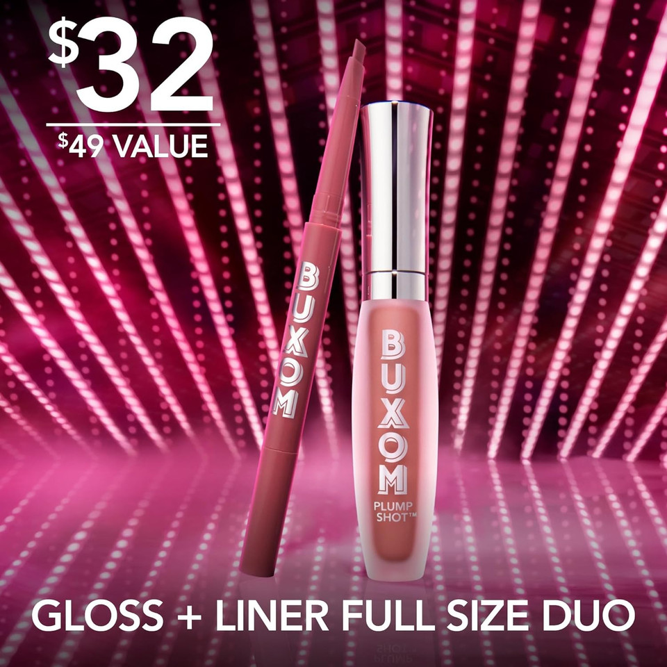 Buxom High Score Plumping Lip Gloss & Lip Liner Holiday Gift Set, Plump Shot Collagen-Infused Lip Serum, Power Line Plumping Lip Liner, Creamy Suede Matte Liner, Full-Size, Limited Edition (Set Of 2)High Score Gift Set
