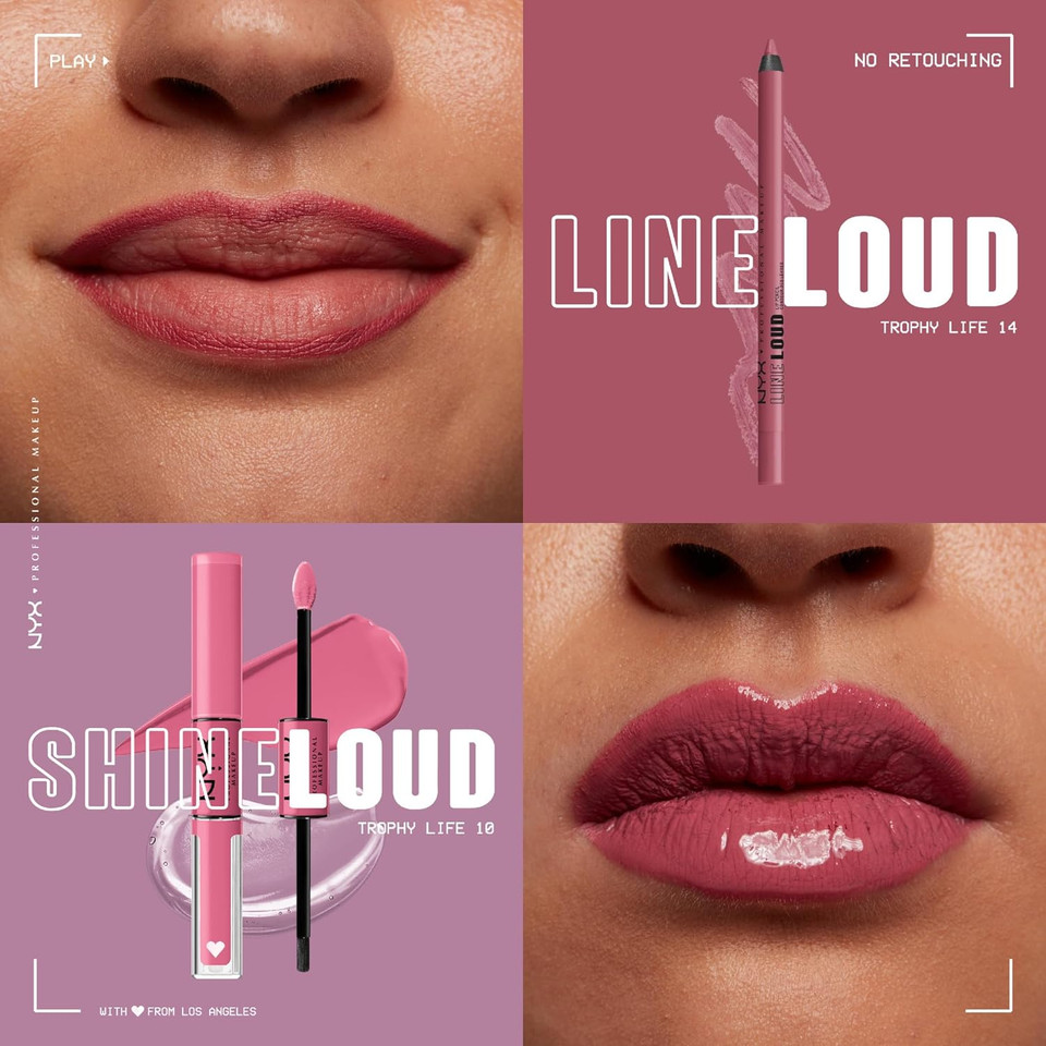 Nyx Professional Makeup Line Loud Lip Liner, Longwear And Pigmented Lip Pencil With Jojoba Oil & Vitamin E - Trophy Life (Mauve Pink)14 Trophy Life