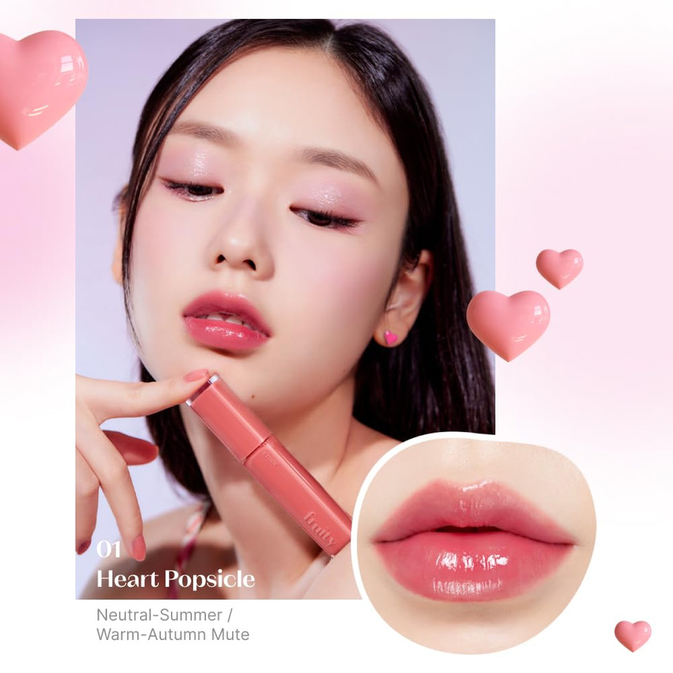 Etude Fruity Dewy Tint 01 Heart Popsicle | Vegan Lip Stain With Only Essential Ingredients | Transparent Watercolor Lip Stain For Clear And Shimmering Finish