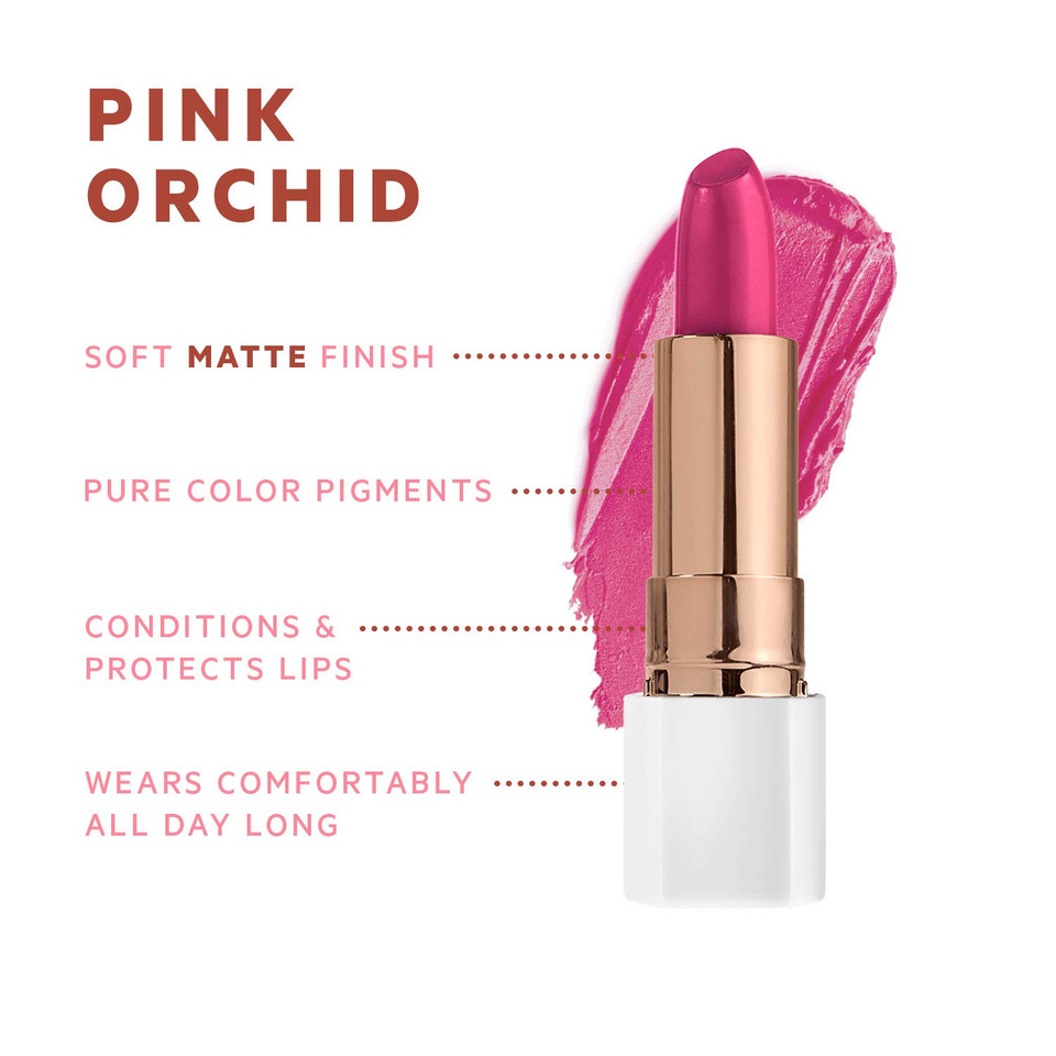 Flower Beauty Petal Pout Lipstick - Cruelty Free - Nourishing & Highly Pigmented Lip Color With Antioxidants (Pink Orchid - Matte)Pink Orchid