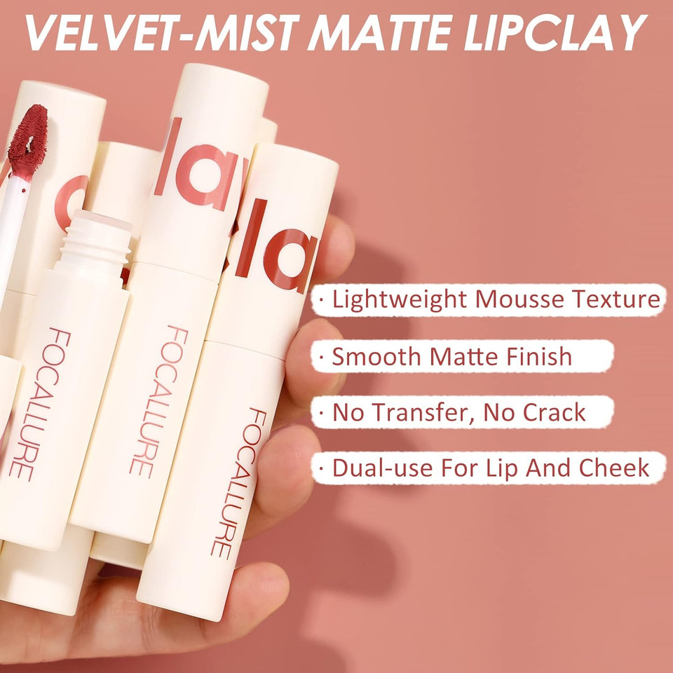 Focallure Velvet Matte Liquid Lipstick, Satin-Finish, High Pigmented Lip Color, Cheeks And Lips Tint, Lightweight, Quick-Drying, Sweet Chestnuts104 Sweet Chestnuts