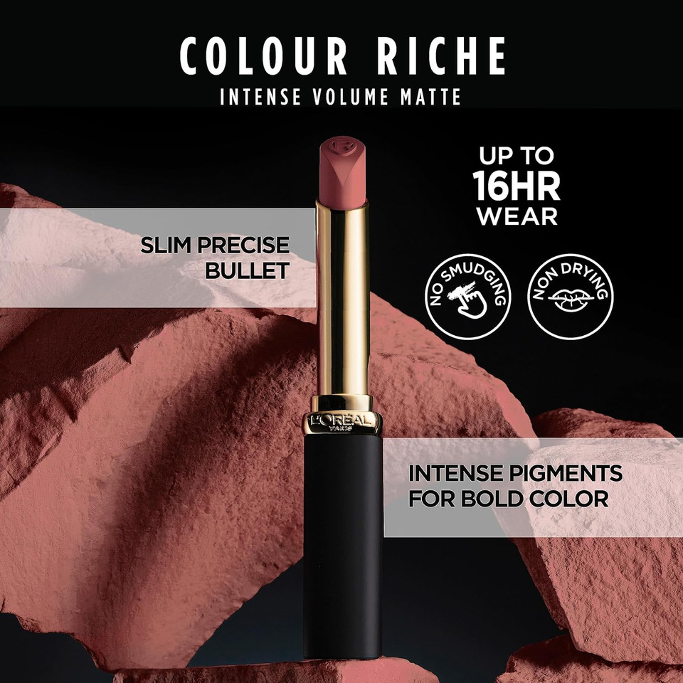 LOréal Paris Colour Riche Intense Volume Matte Lipstick, Lip Makeup Infused with Hyaluronic Acid for up to 16HR Wear, Le Rouge Paris, 0.06 OzLe Rouge Paris