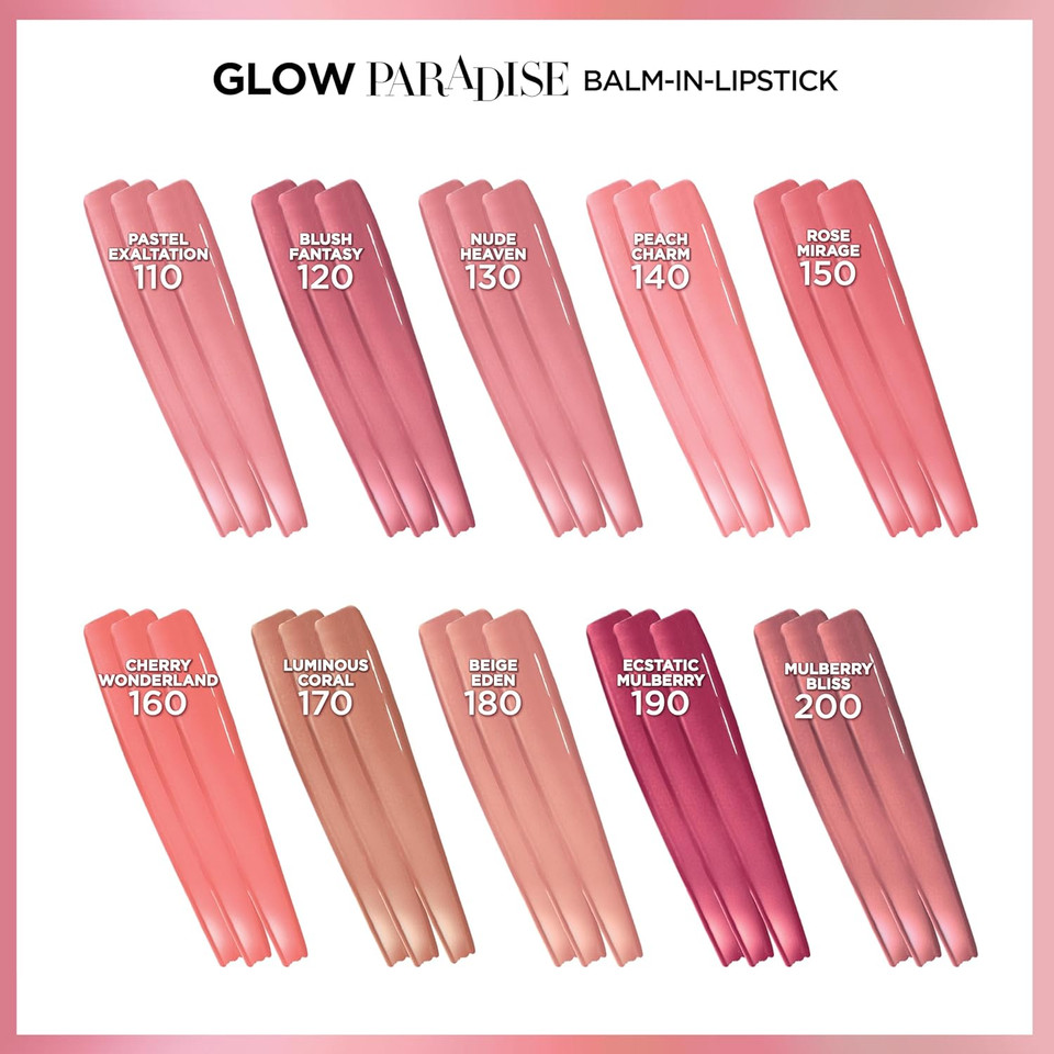 L'Oreal Paris Glow Paradise Hydrating Balm-In-Lipstick With Pomegranate Extract, Pastel Exaltation, 0.1 Oz110 Pastel Exaltation
