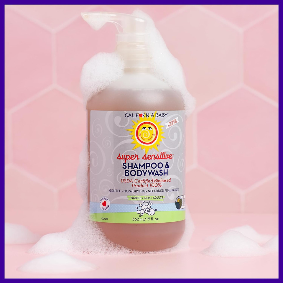 California Baby Super Sensitive Shampoo & Body Wash - No Fragrance - 19 Oz (Pack Of 2)
