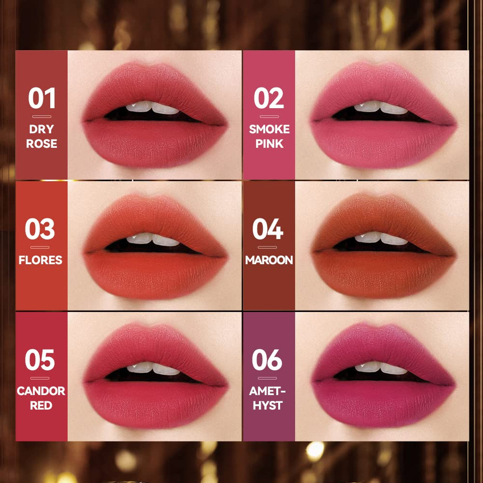 Sace Lady 6 Colors Velvet Matte Lipstick, Silky Smooth High Pigmented Lip Colors For Women Beauty Lips Makeup 0.05Oz (#01)1