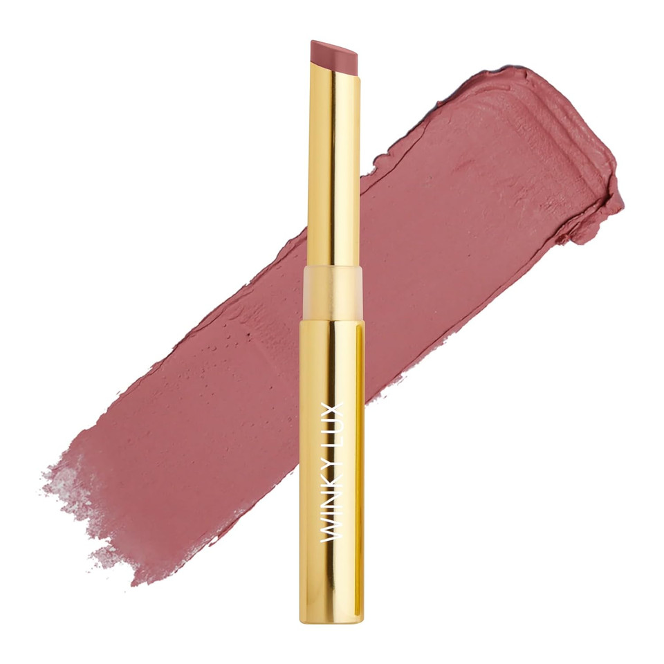 Winky Lux Skinny Plump Demi-Matte Lipstick, Natural Plump Lipstick, Weightless Long Lasting Soft Matte Lip Crayon, Infused With Hyaluronic Acid & Plum Oil, Love Letterlove Letter (Nude Pink)