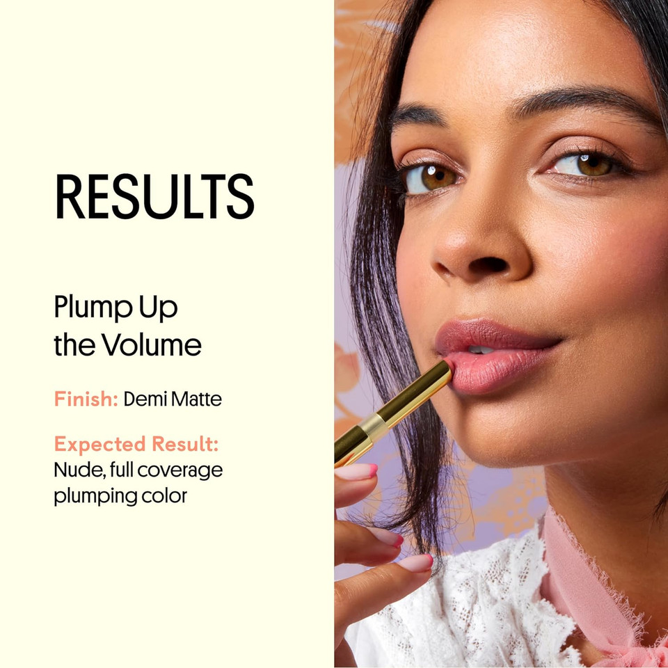 Winky Lux Skinny Plump Demi-Matte Lipstick, Natural Plump Lipstick, Weightless Long Lasting Soft Matte Lip Crayon, Infused With Hyaluronic Acid & Plum Oil, Love Letterlove Letter (Nude Pink)