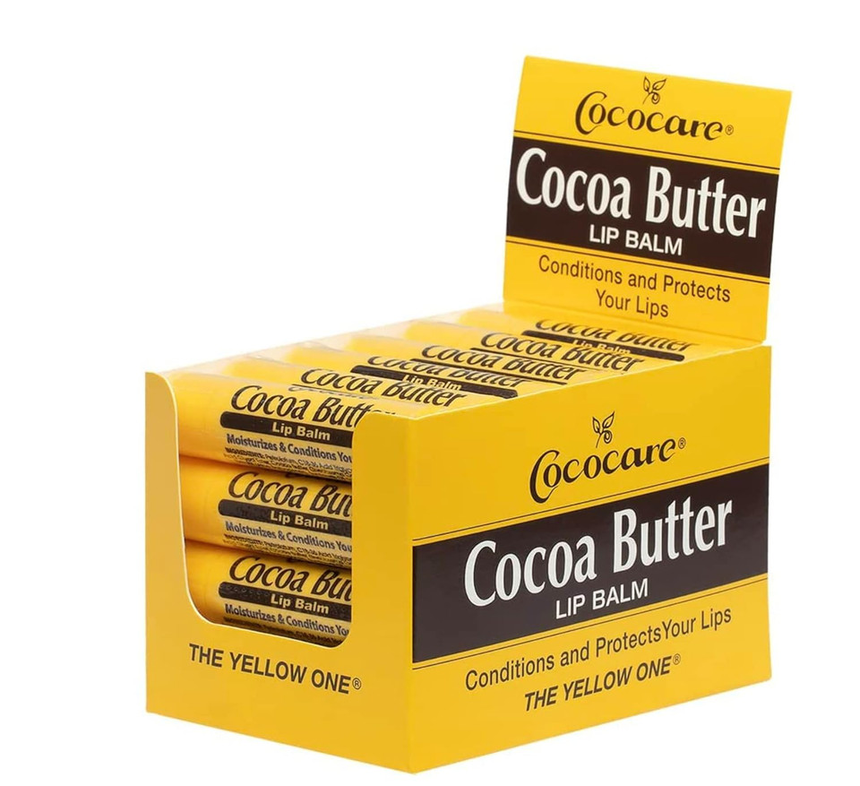 Cococare Cocoa Butter Lip Balm - The Little Yellow Stick - Conditions & Protects Lips with Hydrating Formula - Light Scent of Cocoa Butter - 0.15oz (10 Sticks)