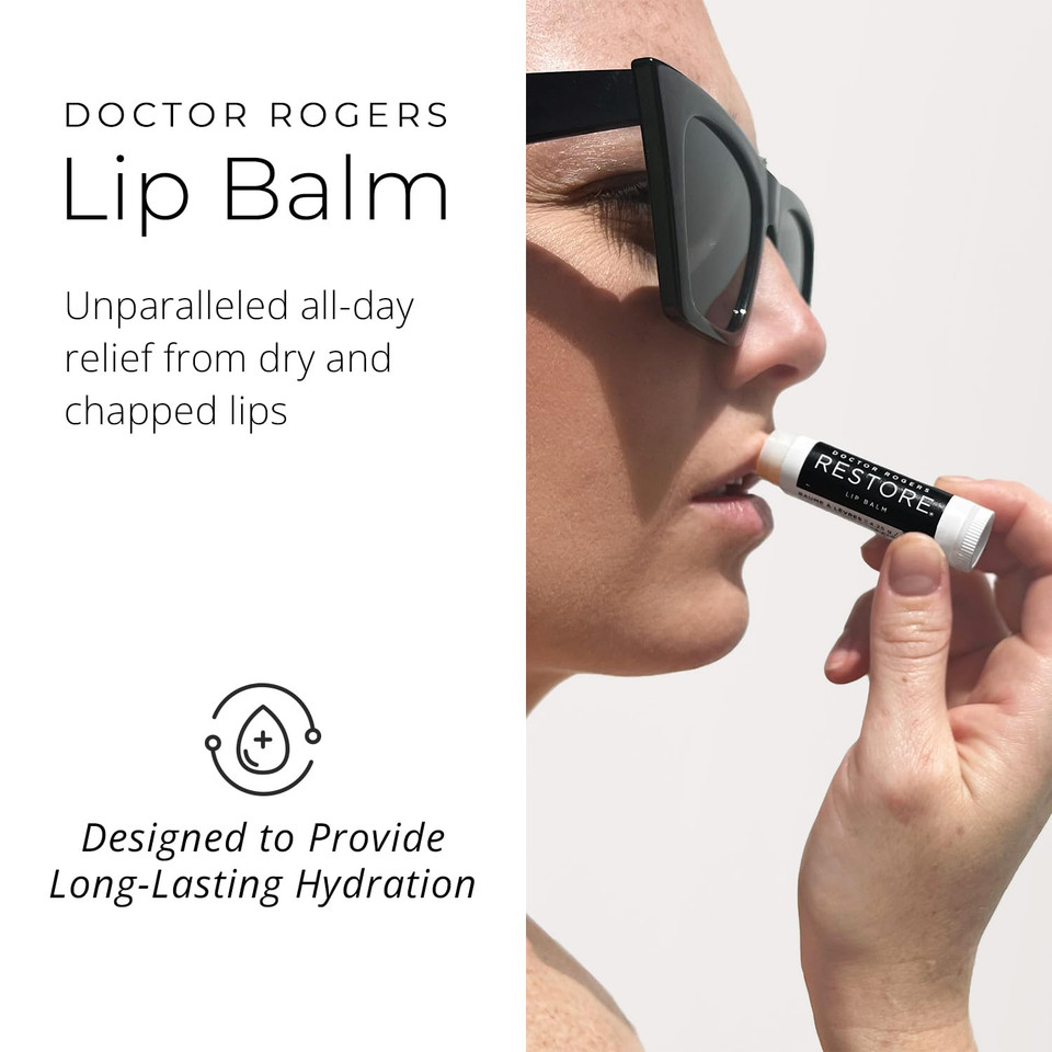 Doctor Rogers Lip Balm, Rich Moisturizing Lip Balm For Softening, Natural & Plant-Based, Hypoallergenic, Dermatologist-Created Lip Moisturizer For Very Dry Lips, Vegan 3 Pack Tube, 4.25G / 0.15Oz
