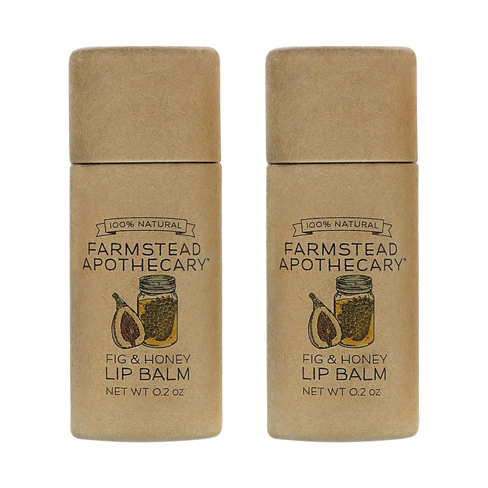 Farmstead Apothecary 100% Natural Lip Balm With Organic Beeswax, Organic Shea Butter & Organic Coconut Oil, Fig & Honey 0.2Oz (Pack Of 2)0.2 Ounce (Pack Of 2)