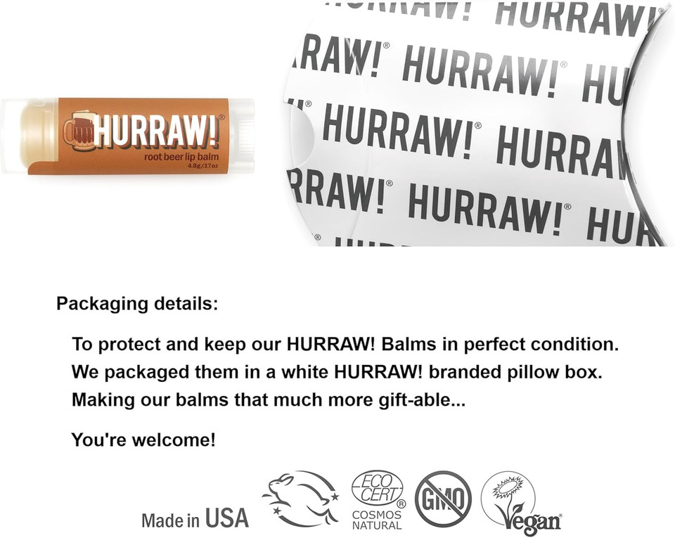 Hurraw! Almond Lip Balm: Organic, Certified Vegan, Cruelty And Gluten Free. Non-Gmo, 100% Natural Ingredients. Bee, Shea, Soy And Palm Free. Made In Usa