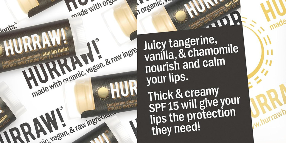 Hurraw! Sun Lip Balm (Zinc Oxide Protection, Broad Spectrum Spf 15, Tangerine, Chamomile): Organic, Certified Vegan, Gluten Free. Non-Gmo, 100% Natural. Bee, Shea, Soy And Palm Free. Made In Usa