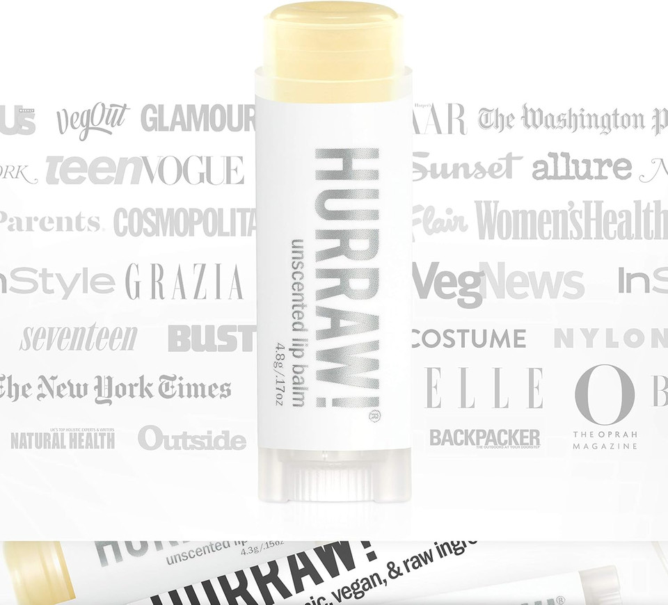 Hurraw! Unscented Lip Balm: Organic, Certified Vegan, Cruelty And Gluten Free. Non-Gmo, 100% Natural Ingredients. Bee, Shea, Soy And Palm Free. Made In Usa