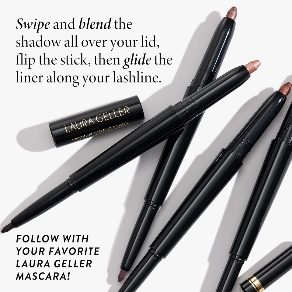 Laura Geller New York Swipe-N-Line Dual-Ended Eyeshadow + Eyeliner - Warm (Bronze/Copper) - Cream Eyeshadow & Smooth Glide Eyeliner - Waterproof & Crease-Free Color