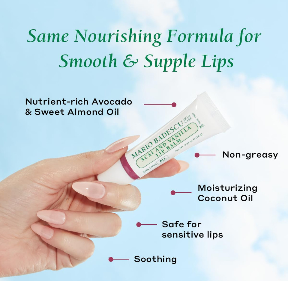 Mario Badescu Moisturizing Lip Balm For Dry Cracked Lips, Infused With Coconut Oil And Shea Butter, Ultra-Nourishing Lip Care Moisturizer For Soft, Smooth And Supple Lips