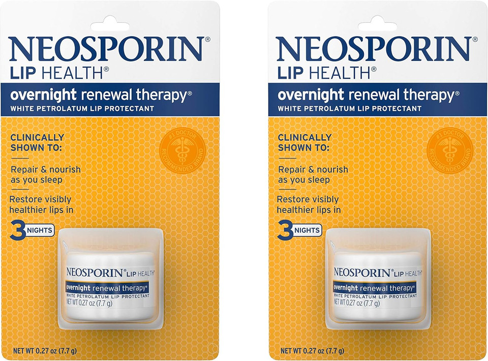 Neosporin Lip Health Overnight Healthy Lips Renewal Therapy Petrolatum Lip Protectant, 0.27Oz. (Pack Of 2)