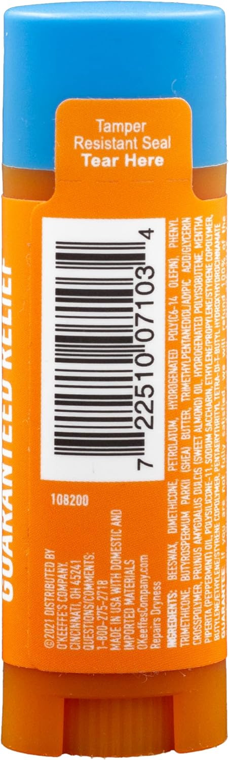 O'Keeffe'S Cooling Relief Lip Repair Lip Balm For Dry, Cracked Lips, Stick, (Pack Of 4)