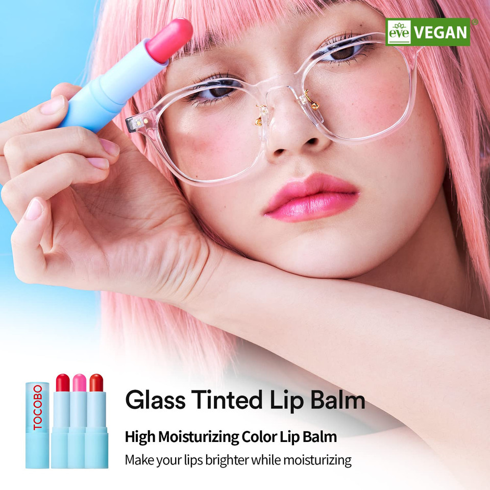 Tocobo Glass Tinted Lip Balm 012 Better Pink 0.67 Oz / 19G | Glow Moisturizing Vegan Lip Balm & Vivid Tinted Transparent Colorbetter Pink (Glass)