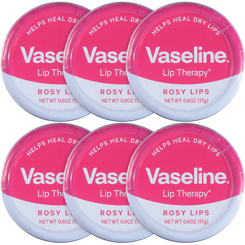 Vaseline Lip Therapy Lip Balm Tin Rosy Lips 0.6 Oz 6 Count
