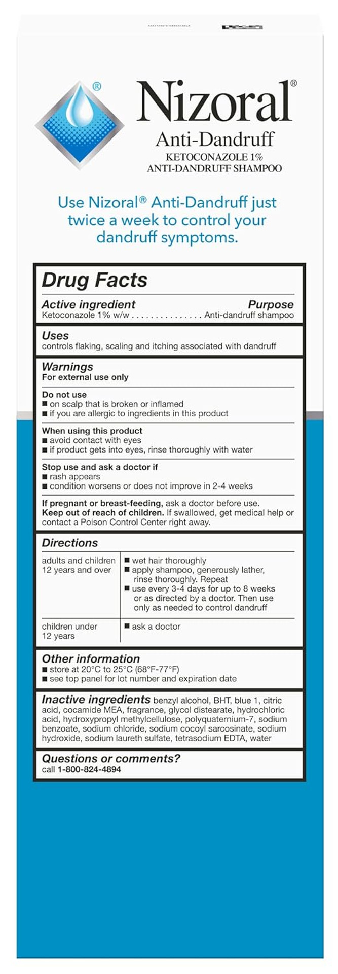 Nizoral Anti-Dandruff Shampoo With 1% Ketoconazole, Fresh Scent, 14 Fl Oz