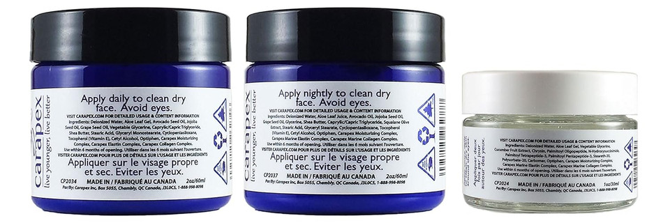 Carapex Elastin And Collagen Face Cream Set + Eye Serum, Fragrance Free For Women And Men
