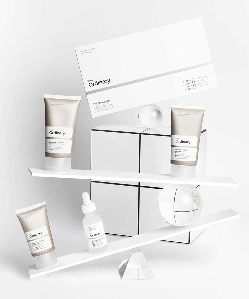 The Ordinary The Balance Set (4 Pcs: Squalance Cleanser + Salicylic Acid 2% Masque + Niacinamide 10% + Zinc 1% + Natural Moisturizing Factors + Ha)