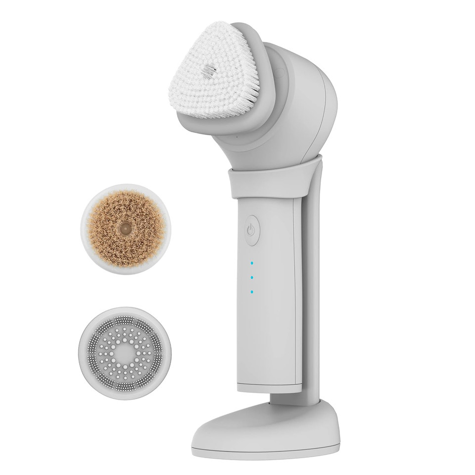 Skn By Conair Daily Glow Sonic Facial Cleansing Brush, All-In-One Facial Brush Includes 3 Interchangeable Attachments For Complete Cleansing, Exfoliation, And Rejuvenation
