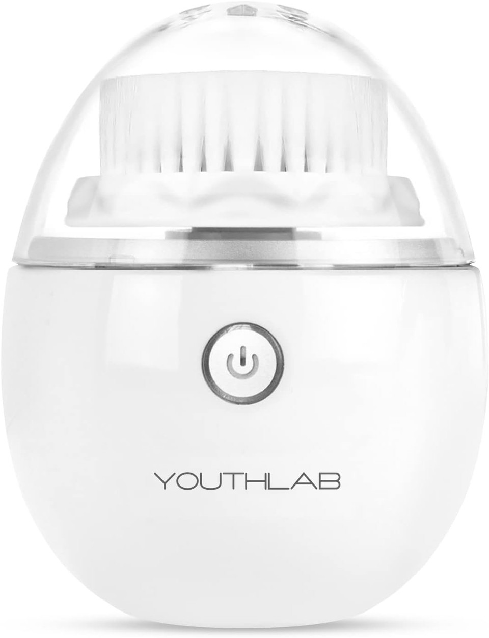 YouthLab Pure Radiance, Vibrating Facial Cleansing Brush, Electric, 3 Modes, 3 Brush Heads (2 Bristle,1 Silicone), Waterproof, Rechargeable, Smart Timer, Exfoliating, Massage (Silver)