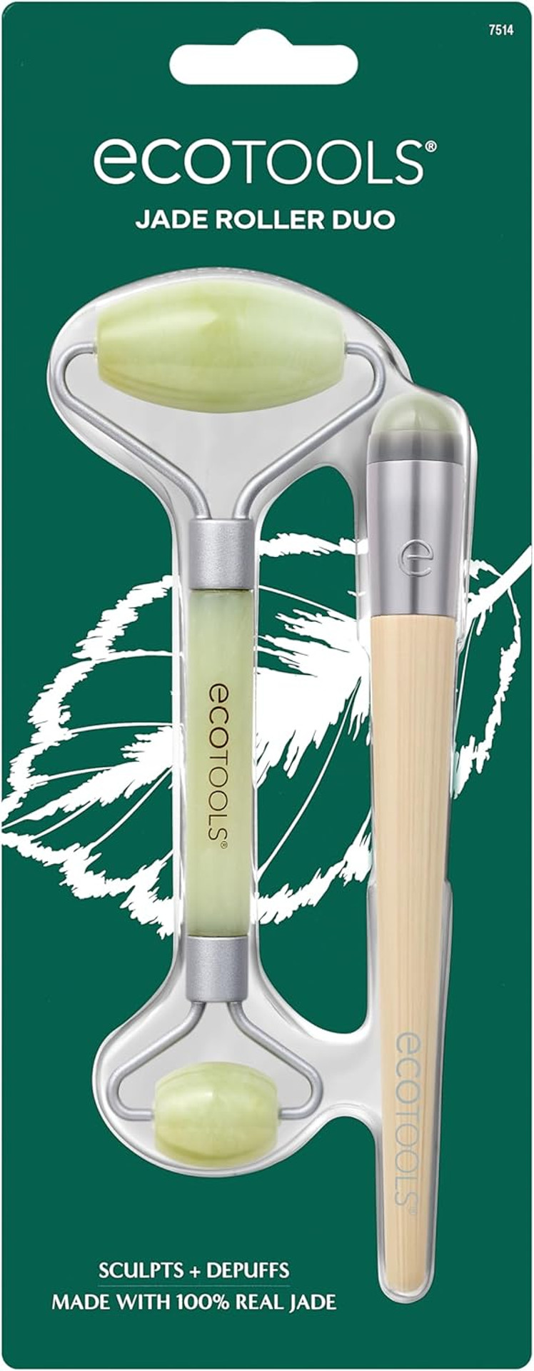 Ecotools Beauty Skin Care Tool Jade Facial Roller And Eye Roller Duo, Face Roller And Massager, Skincare And Sculpting Tool, Reduces Under Eye Puffiness And Dark Circles, 2 Piece Set