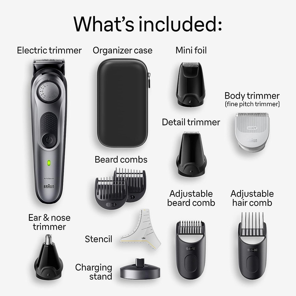 Braun All-In-One Style Kit Series 7 7420, 11-In-1 Trimmer For Men With Beard Trimmer, Body Trimmer For Manscaping, Hair Clippers & More, Braunã¢ÂS Sharpest Blade, 40 Length Settings, Waterproof